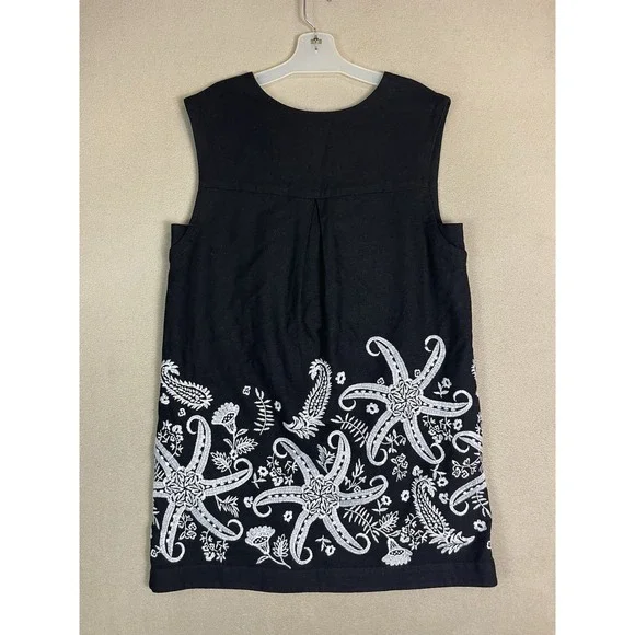 Maeve Anthropologie Dress Womens 10 Black Tunic Sleeveless Embroidered Lined - Picture 10 of 11